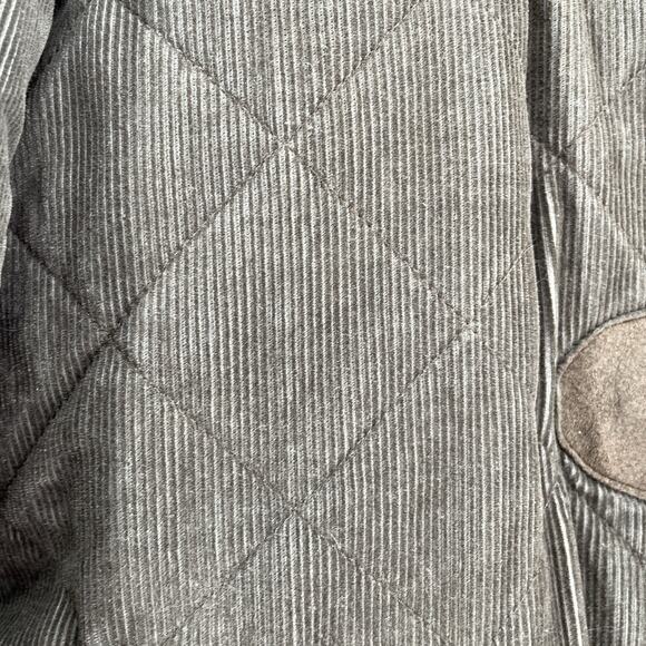 Chaps Denim Corduroy Jacket Women Large Brown Toggle Quilted Hood Rustic - Picture 4 of 11